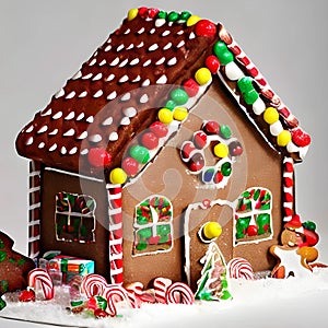 A Christmas Gingerbread House Made of Candy