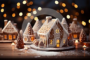 Christmas gingerbread house Magical fairy tale castle in snowy winter of sugary dreams