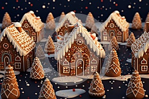 Christmas gingerbread house Magical fairy tale castle in snowy winter of sugary dreams