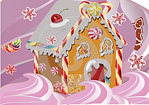 Christmas gingerbread house sugar drizzled with icing