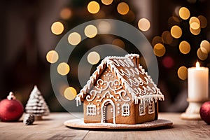 Christmas Gingerbread House on the Table