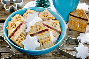 Christmas gingerbread houses and star cookies