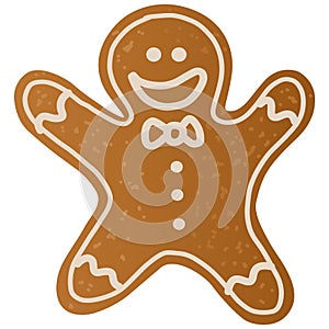 Christmas Gingerbread Man Cartoon Illustration Vector Icon