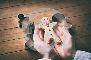 Christmas gingerbread man cookie with forms