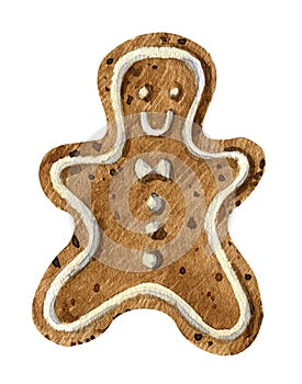 Christmas gingerbread man cookie isolated on white background