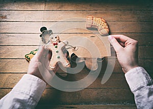 Christmas gingerbread man cookie and prise tag