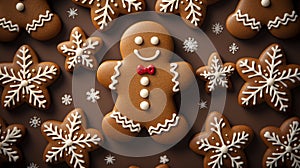 Christmas gingerbread man cookies. Generative Ai
