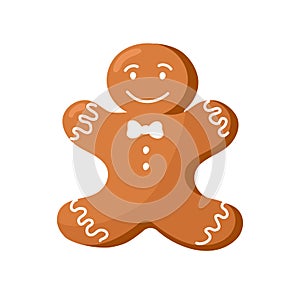 Christmas gingerbread man. Festive cookie vector illustration isolated on white background