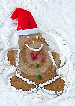 Christmas gingerbread man snow angel