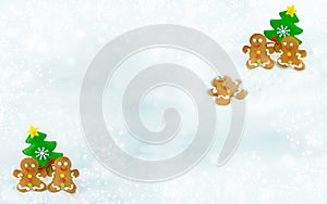 Christmas gingerbread men on the background of snow photo