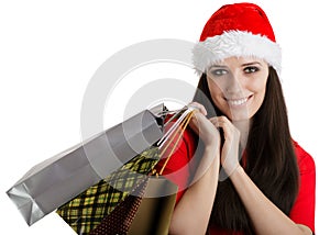 Christmas Girl Carrying Shopping Bags