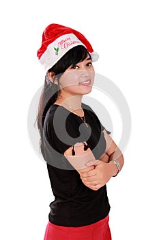 Christmas girl with confident pose