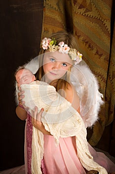 Christmas girl with doll