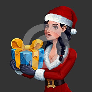 Christmas girl with present