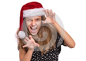 Christmas girl in santa hat