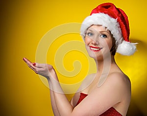 Christmas girl in santa hat