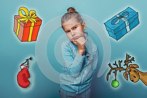 Christmas girl teen thinking sketch deer gifts