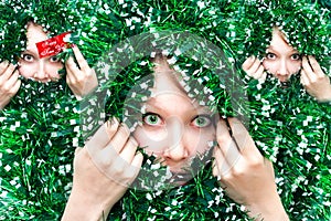 Christmas Girl in tinsel