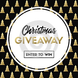 Christmas giveaway. Enter to win. Vector template with Christmas tree pattern for holiday contest