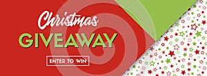 Christmas giveaway. Vector long banner for social media contest promotion