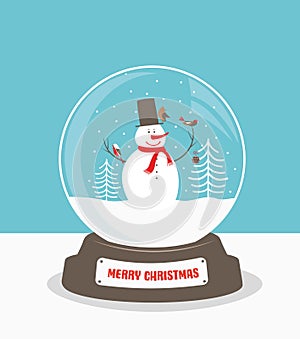 Christmas glass ball with snowman