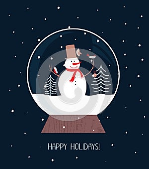 Christmas glass ball with snowman