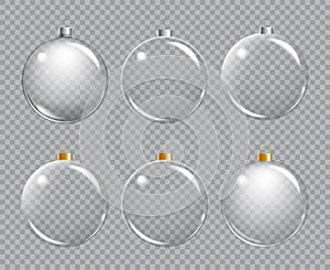 Christmas glass ball on transparent background. Xmas ball realistic decoration can use any colour background