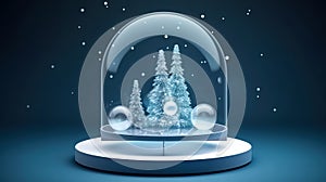 Christmas glass ball with a Christmas tree inside, generative AI.