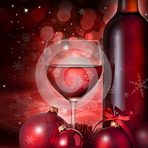 Christmas Glass Red Wine Background