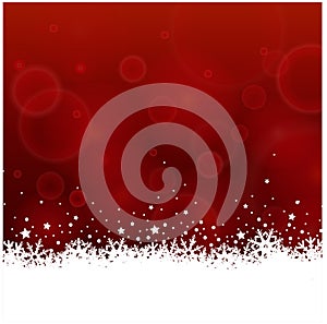 Red Christmas background with ice flowers