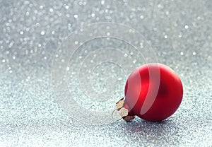 Christmas glitter background, red ball