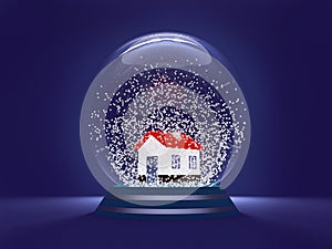 Christmas globe - a symbol of the approaching Christmas and New Year. A transparent ball with a house inside