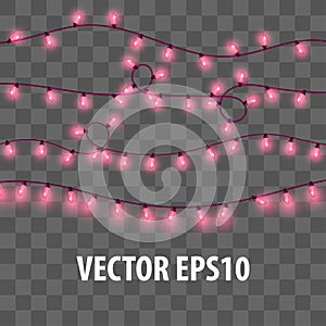 Christmas glossy electric garland vector decor set