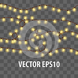 Christmas glossy electric garland vector decor set