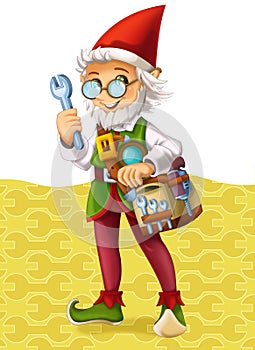The christmas gnome - drawrf - illustration for the children