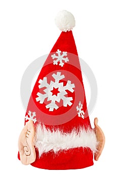 Christmas gnome hat with white fur and ears, isolated on a white