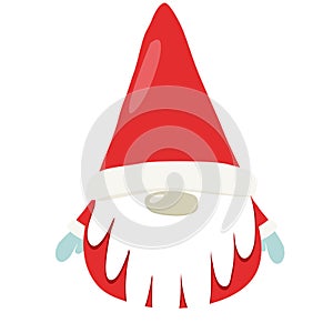 Christmas gnome or Tomte, winter holidays greeting card design template element, flat vector