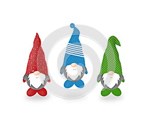 Christmas gnomes isolated on white background. New year holiday concept hand drawn