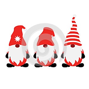Christmas Gnomes set vector illustration. Winter gnomes