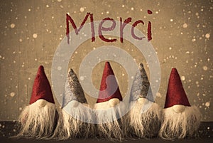 Christmas Gnomes, Snowflakes, Merci Means Thank You