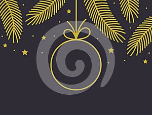 Christmas gold bauble decoration card