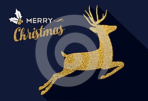 Christmas gold glitter holiday deer animal card