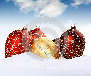 Christmas gold and red bauble