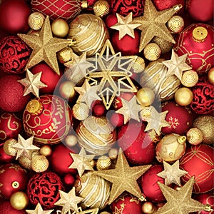 Christmas Gold and Red Bauble Decorations