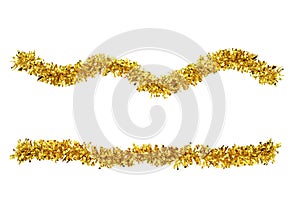 Christmas gold tinsel for decoration photo