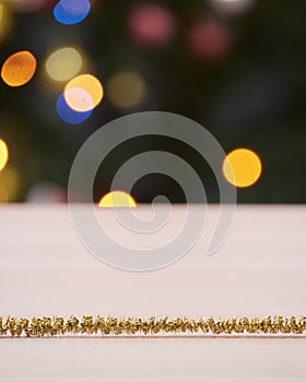 Christmas gold tinsel. New year background