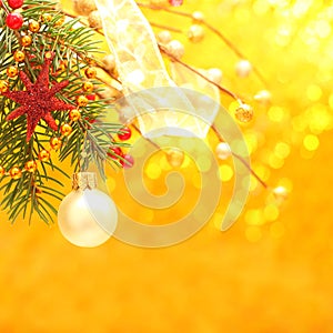 Christmas - golden background with decor