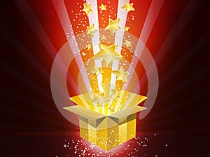 Christmas Golden Gift Box with Stars