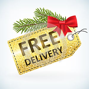 Christmas golden glitter free delivery label