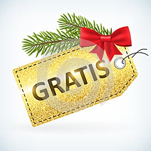 Christmas golden glitter gratis bussines sale label photo